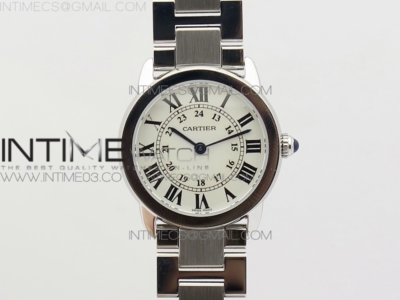 K11공장 까르띠에 롱드솔로 29MM 스틸 화이트다이얼 브레이슬릿 RONDE SOLO DE CARTIER 29MM WHITE DIAL ON SS BRACELET RONDA QUARTZ