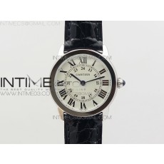 K11공장 까르띠에 롱드솔로 29MM 스틸 화이트다이얼 가죽스트랩 RONDE SOLO DE CARTIER 29MM  WHITE DIAL ON BLACK CROCO LEATHER STRAP RONDA QUARTZ