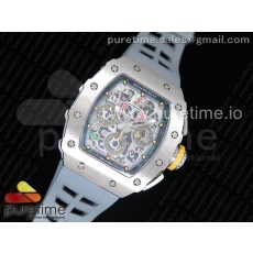 KV공장 리차드밀 RM11-03 스틸 크리스탈스켈레톤다이얼 그레이레이싱러버스트랩 RM11-03 SS Crystal Skeleton Dial on Gray Racing Rubber Strap A7750