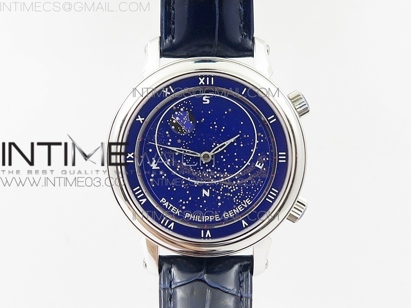 TW공장 파텍필립 6104P 문 스틸 블루다이얼 블루가죽스트랩 6104P MOON SS BLUE DIAL ON BLUE LEATHER STRAP A240 V2