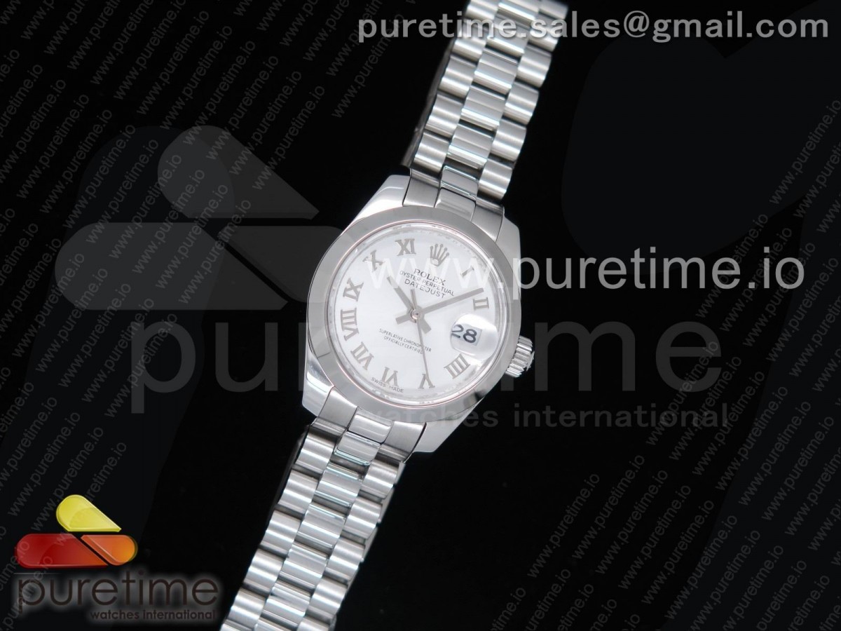 WF공장 롤렉스 데이저스트26 레이디즈 스틸 화이트다이얼 폴리싱베젤 프레지던트브레이슬릿 Datejust 26 Ladies SS White Dial Polished Bezel on SS President Bracelet