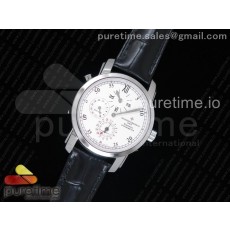 K11공장 바쉐론콘스탄틴 말테 듀얼타임 레귤레이터 스틸 화이트다이얼 가죽스트랩 Malte Dual Time Regulator SS White Dial on Black Leather Strap A23J