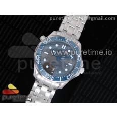 ur공장 오메가 씨마스터 2018 다이빙 300M 블루베젤 그레이다이얼 브레이슬릿 2018 Seamaster Diver 300M Blue Bezel Gray Dial on SS Bracelet A8800 (Free Nylon)