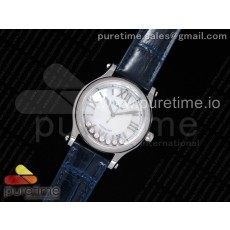 OX공장 쇼파드 해피스포츠 스틸 화이트다이얼 블루가죽스트랩Happy Sport Automatic SS 36mm White Dial on Blue Leather Strap A2892