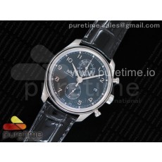 YL공장 IWC 포르투기저 크로노 클래식 42 스틸 블랙다이얼 가죽스트랩 WC Portugieser Chrono Classic 42 IW3903 Black Dial on Black Leather Strap A7750