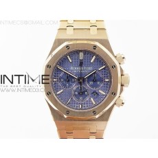 om공장 오데마피게 로얄오크 크로노 로즈골드금장 블루다이얼 브레이슬릿 ROYAL OAK CHRONO 26320ST RG BLUE DIAL ON SS BRACELET A7750