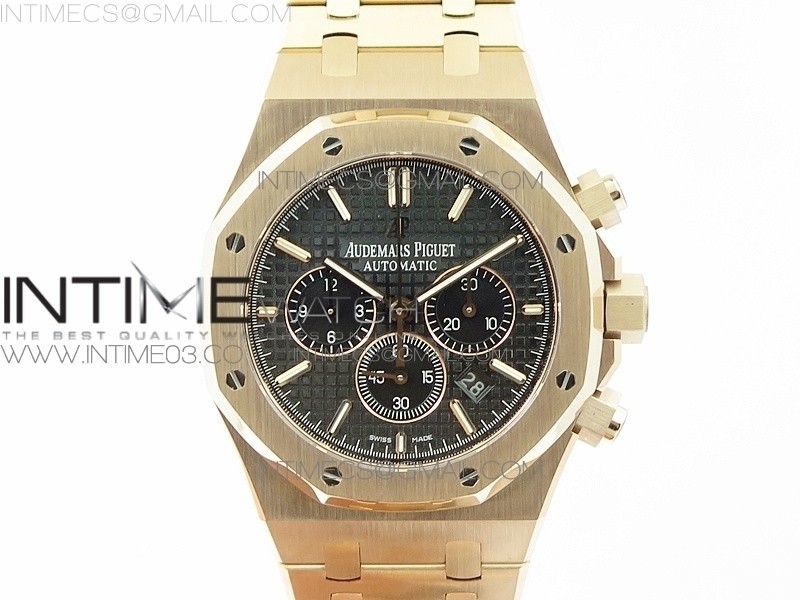 om공장 오데마피게 로얄오크 크로노 로즈골드금장 블랙다이얼 브레이슬릿 ROYAL OAK CHRONO 26320ST RG BLACK DIAL ON SS BRACELET A7750