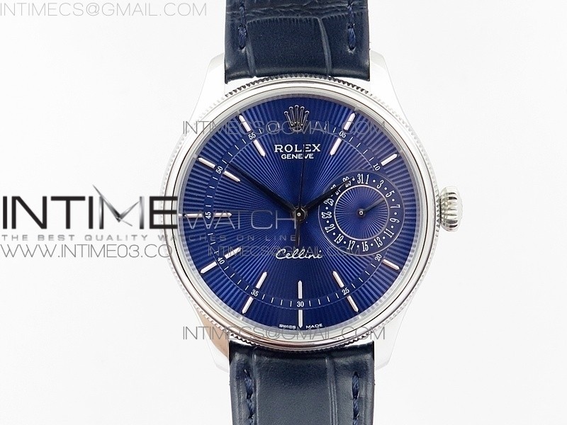 MK공장 롤렉스 셀리니 50519 리얼데이트 스틸 블루다이얼 가죽스트랩 CELLINI 50519 REAL DATE SS BLUE DIAL STICKS MARKERS ON BLUE LEATHER STRAP A3165