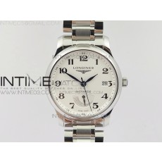 GS공장 론진 마스터 파워리저브 스틸 화이트다이얼 브레이슬릿 MASTER REAL PR SS WHITE TEXTURED DIAL ON SS BRACELET A2836(FREE BROWN LEATHER STRAP)