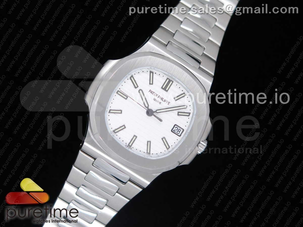 MK공장 V6 파텍필립 노틸러스 점보 5711 스틸 화이트다이얼 브레이슬릿 Nautilus Jumbo 5711 White Textured Dial on SS Bracelet A324 Clone V6