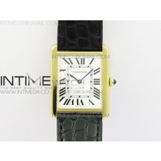 AF공장 까르띠에 탱크솔로 27 옐로우골드금장 화이트다이얼 가죽스트랩 TANK SOLO LADIES 27MM YG WHITE DIAL ON BLACK LEATHER STRAP RONDA QUARTZ