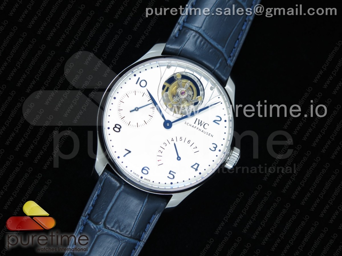 ZF공장 IWC 포르투기저 투어빌론 스틸 화이트다이얼 블루핸즈 가죽스트랩 IWC Portuguese Tourbillon IW5046 SS White Dial Blue Markers on Blue Leather Strap