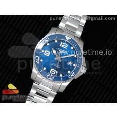 ZF공장 론진 하이드로콘퀘스트 스틸 블루다이얼 브레이슬릿 Conquest L3.840.4.56.6 Real Ceramic Bezel SS Blue Dial on SS Bracelet A2824