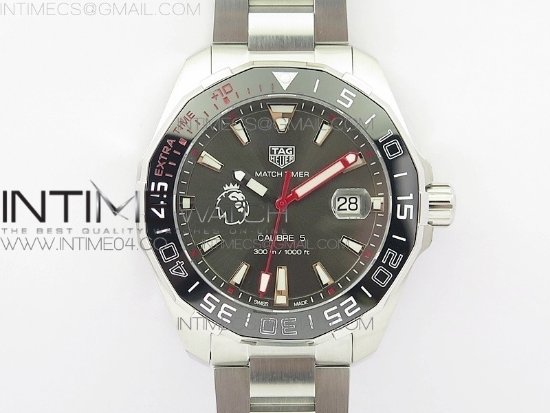 GS공장 태그호이어 아쿠아레이서 칼리버 43MM 타임키퍼 스틸 그레이다이얼 브레이슬릿 AQUARACER CALIBRE 43MM TIMEKEEPER CERAMIC BEZEL SS GSF 1:1 BEST EDITION GRAY DIAL ON SS BRACELETA2824