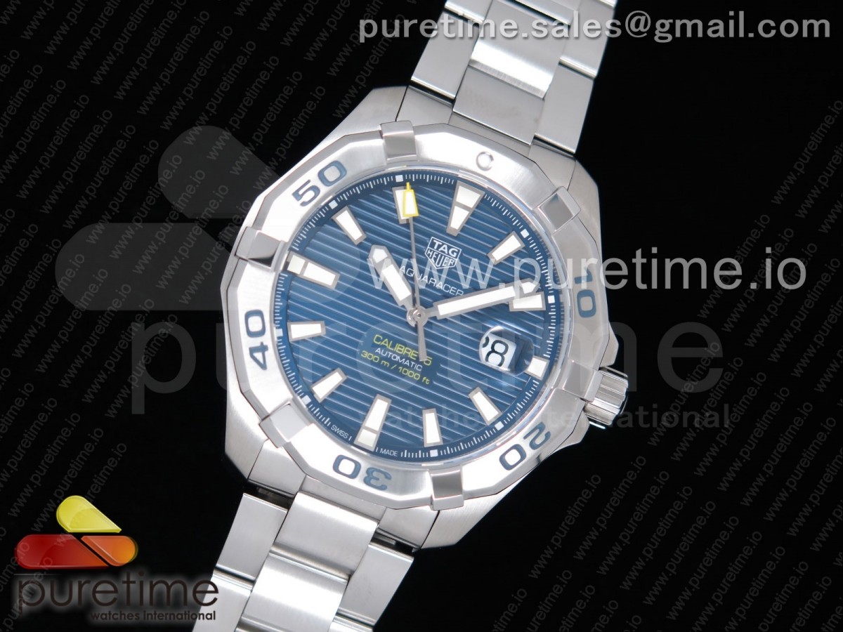 OX공장 태그호이어 아쿠아레이서 칼리버5 43MM 스틸 블루다이얼 브레이슬릿 Aquaracer Calibre 5 SS 43mm SS Bezel Blue Dial on SS Bracelet SW200