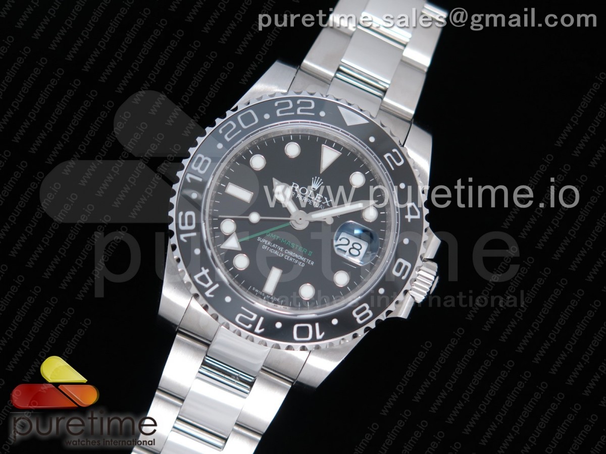 GM공장 롤렉스 GMT마스터2 블랙다이얼 브레이슬릿 904 GMT-Master II 116710 LN Black Ceramic 904L Steel  on SS Bracelet A2836