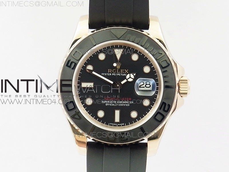 DJ공장 롤렉스 요트마스터 에버로즈골드 YACHT-MASTER 116655 BLACK CERAMIC BEZEL ON OYSTERFLEX RUBBER STRAP A2836