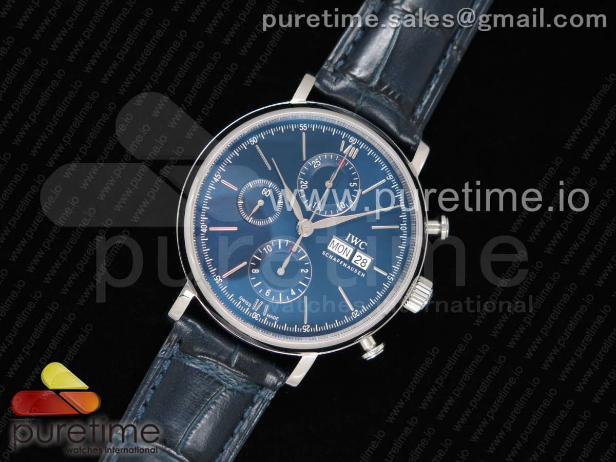 ZF공장 IWC 포르토피노크로노 블루다이얼 블루가죽스트랩 Portofino Chrono SS Blue Dial on Blue Leather Strap A7750