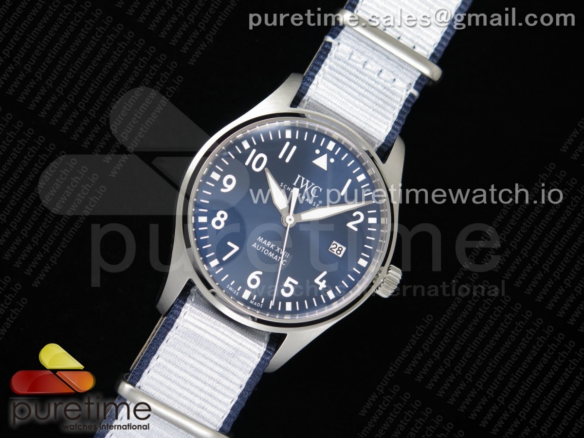 M+F공장 IWC 마크18 블루다이얼 나일론스트랩 Mark XVIII IW327010 SS Blue Dial on White Nylon Strap A35111 (Free Leather)