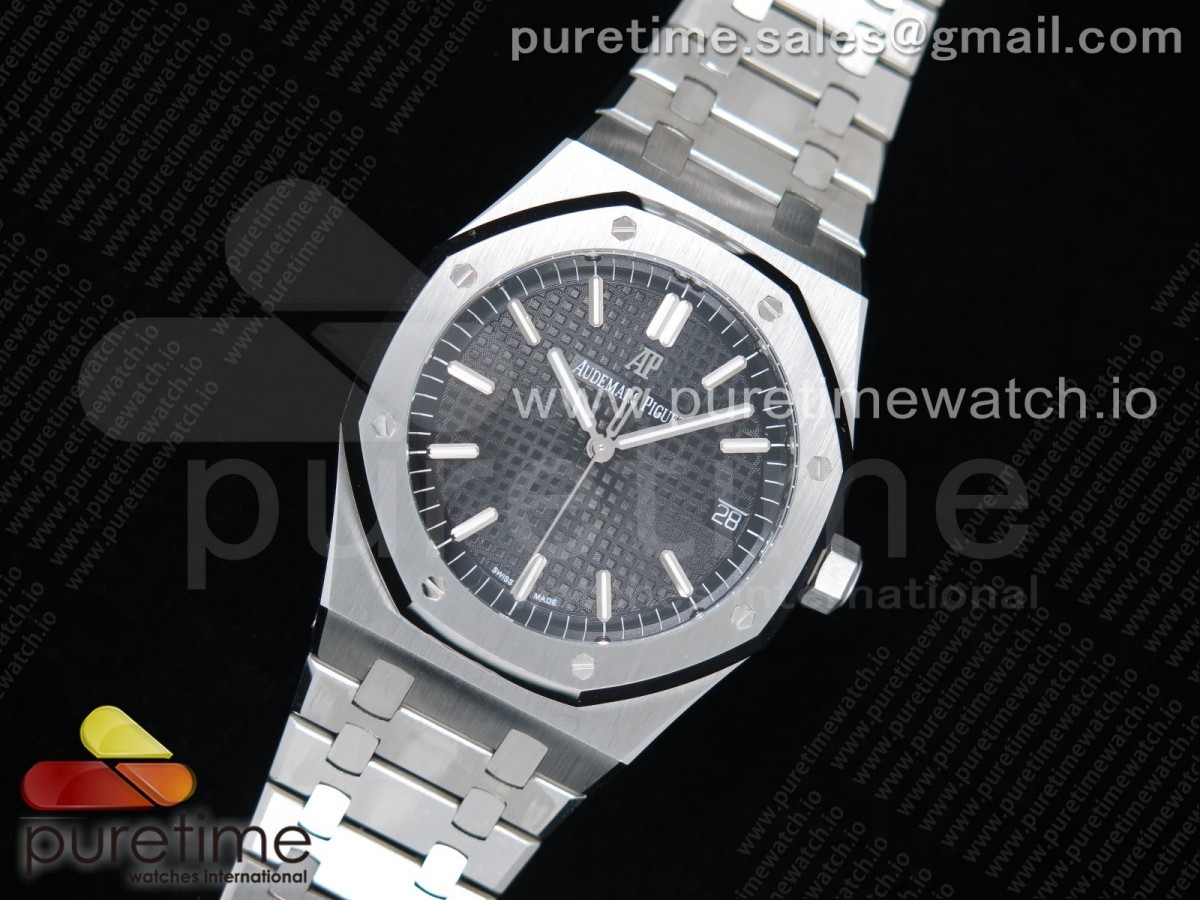 OM공장 오데마피게 로얄오크 41MM 블랙다이얼 브레이슬릿 Royal Oak 41mm 15500 SS Black Textured Dial on SS Bracelet MIYOTA 9015