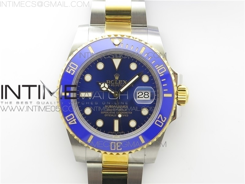 D1공장 롤렉스 서브마리너 청콤 포금 Submariner 116613 LB SS/YG Blue 18K Wrapped gold SS/YG Case and Bracelet A2824