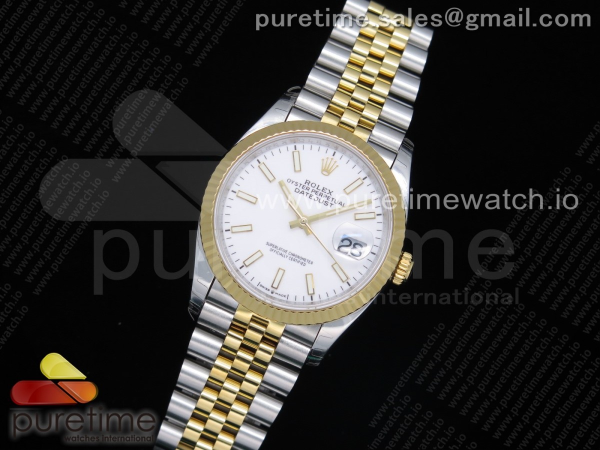 EW공장 롤렉스 데이저스트 36 옐로우골드콤비 화이트다이얼 쥬빌레브레이슬릿 DateJust 36 SS/YG 126233 White Dial Stick Markers on Jubilee Bracelet A3235