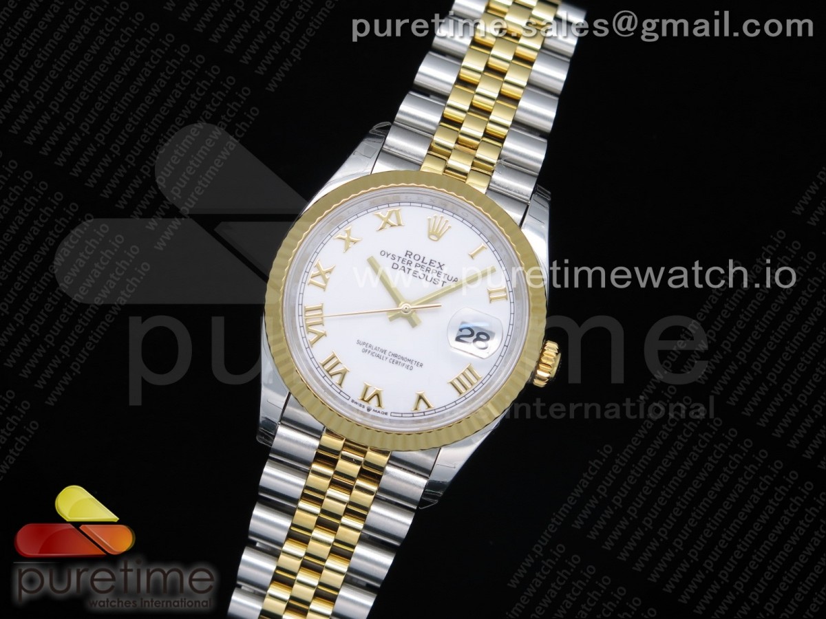 EW공장 롤렉스 데이저스트 36 옐로우골드콤비 화이트다이얼 쥬빌레브레이슬릿 DateJust 36 SS/YG 126233 White Dial Roman Markers on Jubilee Bracelet A3235