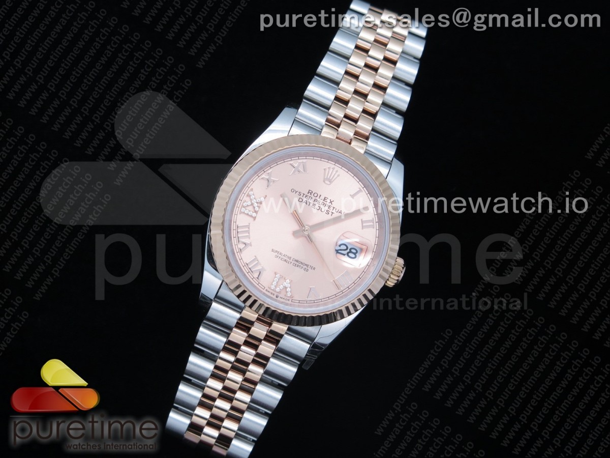 EW공장 롤렉스 데이저스트 36 로즈골드콤비 로즈골드다이얼 쥬빌레브레이슬릿 DateJust 36 SS/RG 126231 Rose Gold Dial Roman Markers on Jubilee Bracelet A3235