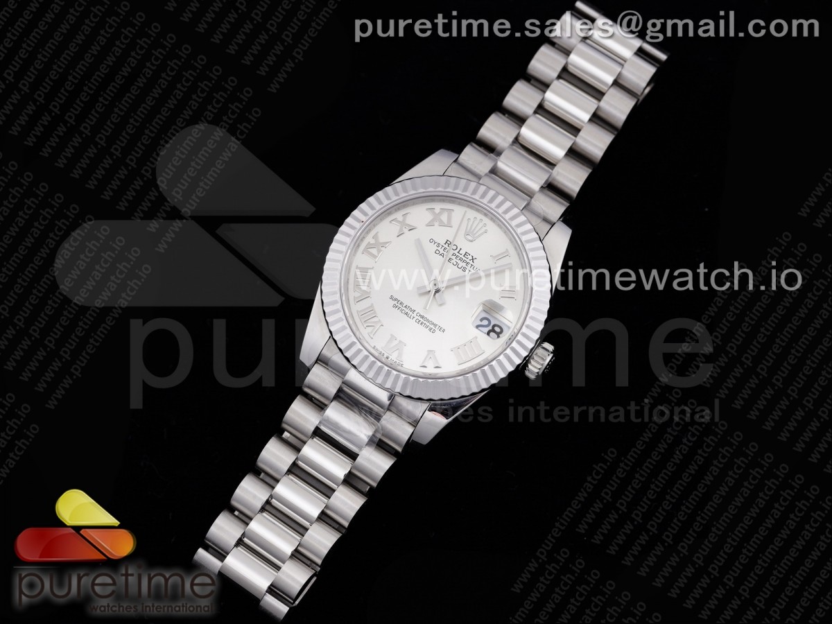 GM공장 롤렉스 데이저스트 31 실버다이얼 브레이슬릿 DateJust 31 Ladies 278289 GMF 316L Steel Silver Dial Roman Markers on President Syle Bracelet