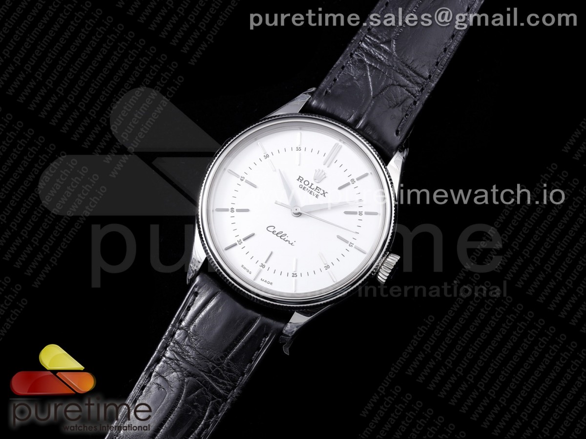 GM공장 롤렉스 셀리니 50509  화이트다이얼 가죽스트랩 Cellini 50509 SS White Dial Stick Markers on Black Leather Strap SA3132