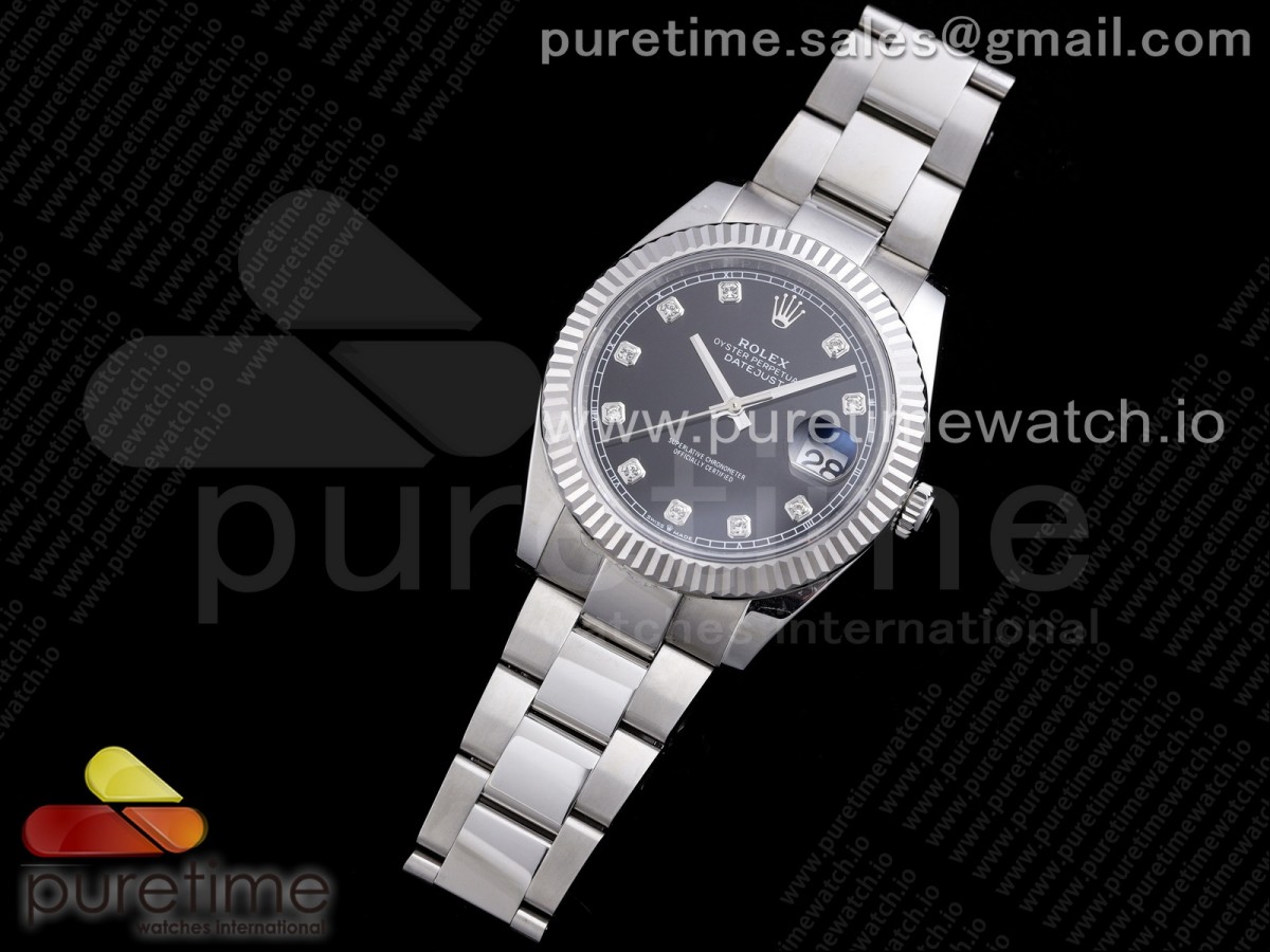 RE공장 롤렉스 데이저스트 41 블랙다이얼 브레이슬릿 New DateJust 41 126334 SS Black Dial Diamonds Markers on Oyster Bracelet A3235 Clone