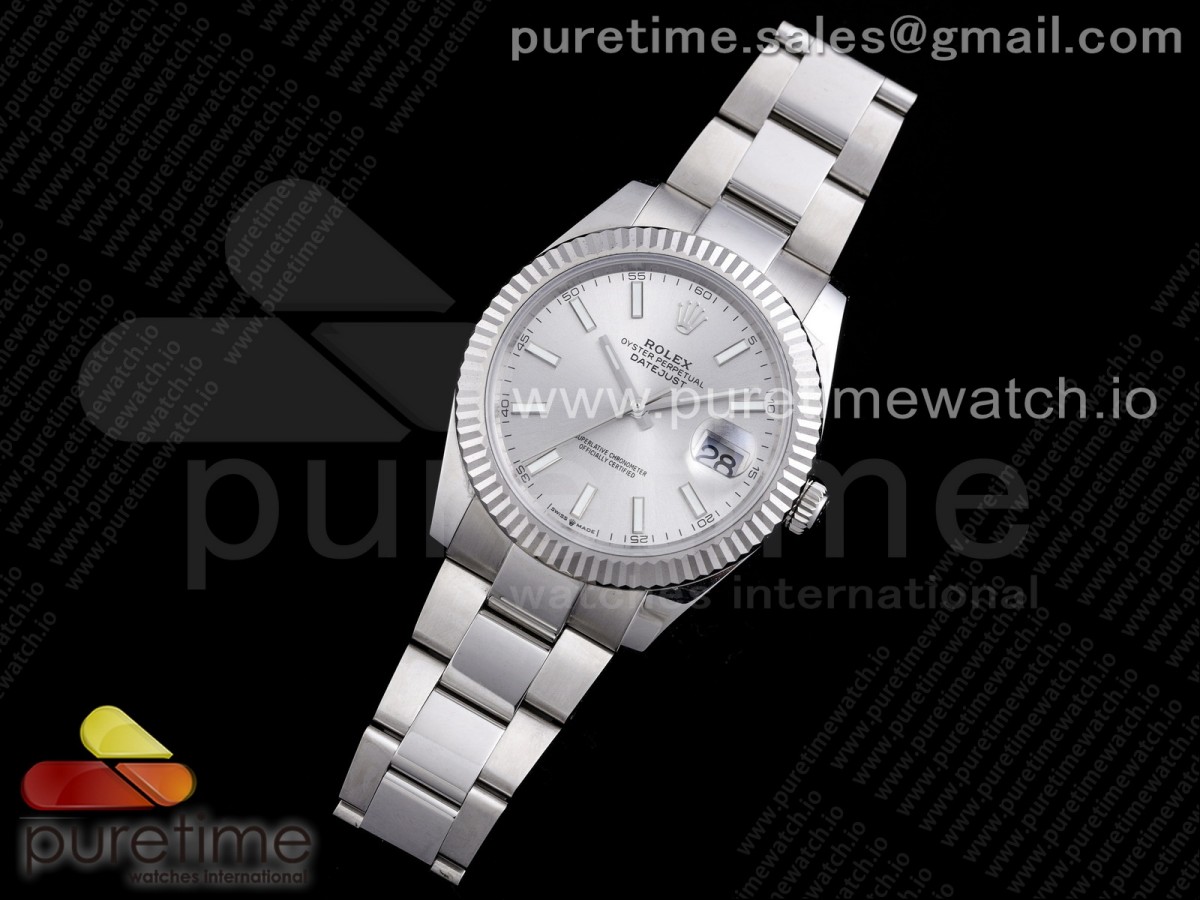 RE공장 롤렉스 데이저스트 41 실버다이얼 브레이슬릿 New DateJust 41 126334 SS Silver Dial Stick Markers on Oyster Bracelet A3235 Clone