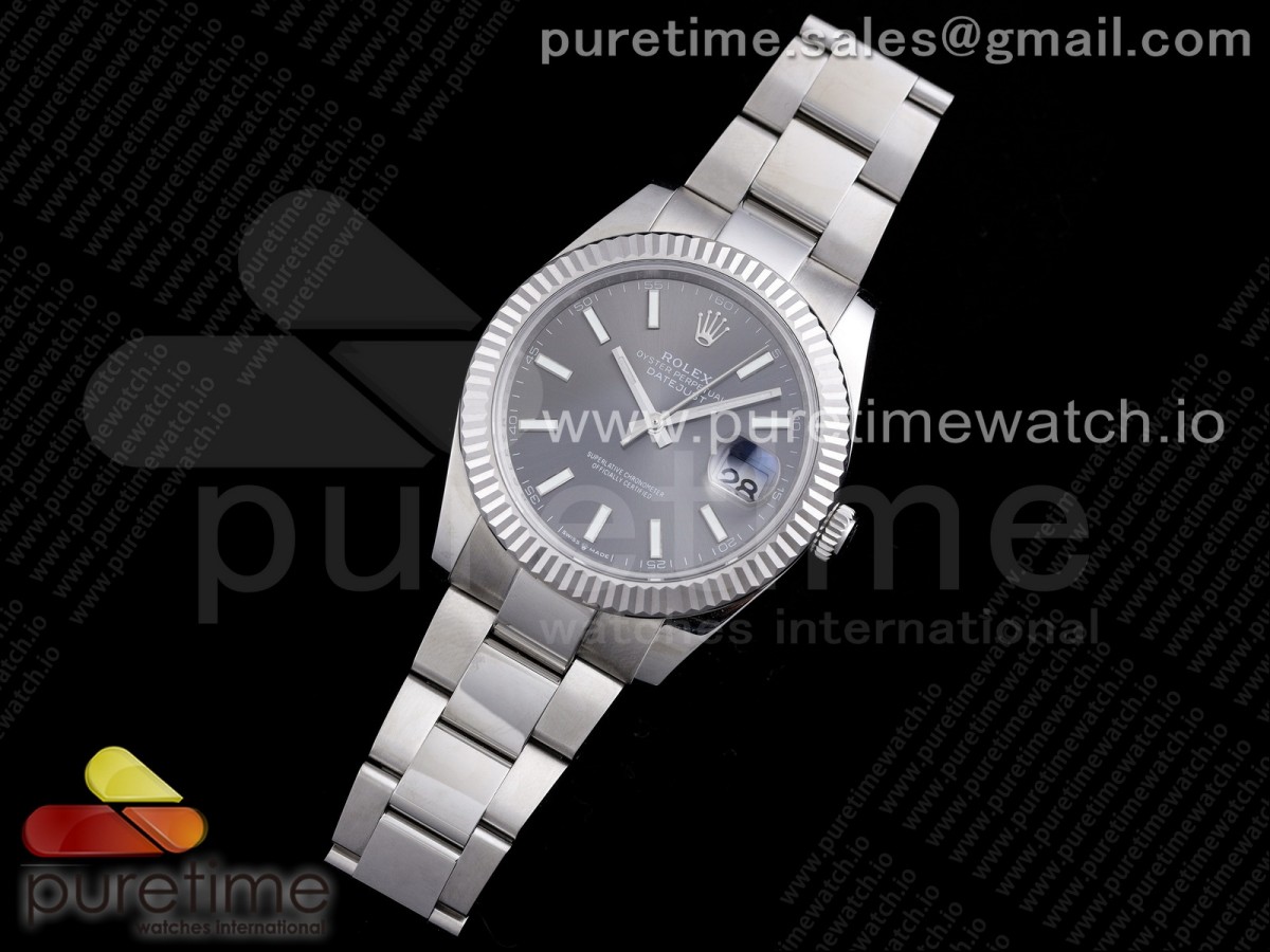 RE공장 롤렉스 데이저스트 41 그레이다이얼 브레이슬릿 New DateJust 41 126334 SS Gray Dial Stick Markers on Oyster Bracelet A3235 Clone