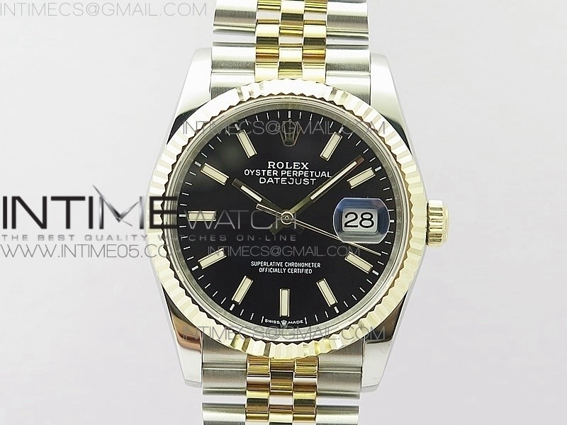 BP공장 롤렉스 데이저스트 36 옐로우골드콤비 블랙다이얼 브레이슬릿3235 DateJust 36mm 126234 904L Steel/YG New Version Black Dial on Jubilee Bracelet