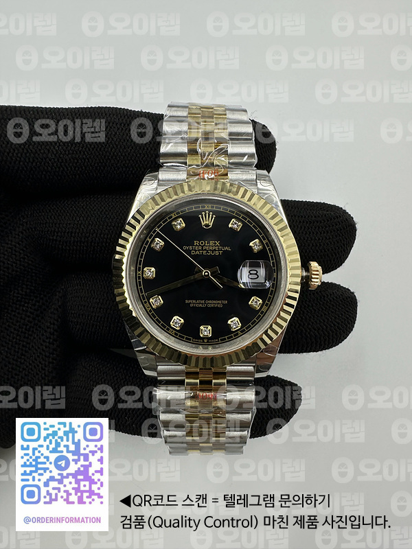 GM공장 롤렉스 데이저스트 41 옐로우골드콤비 포금 블랙다이얼 3235 DJ2 41mm Jub Flt 904L Wrp YG/SS Black/Diam GMF A3235