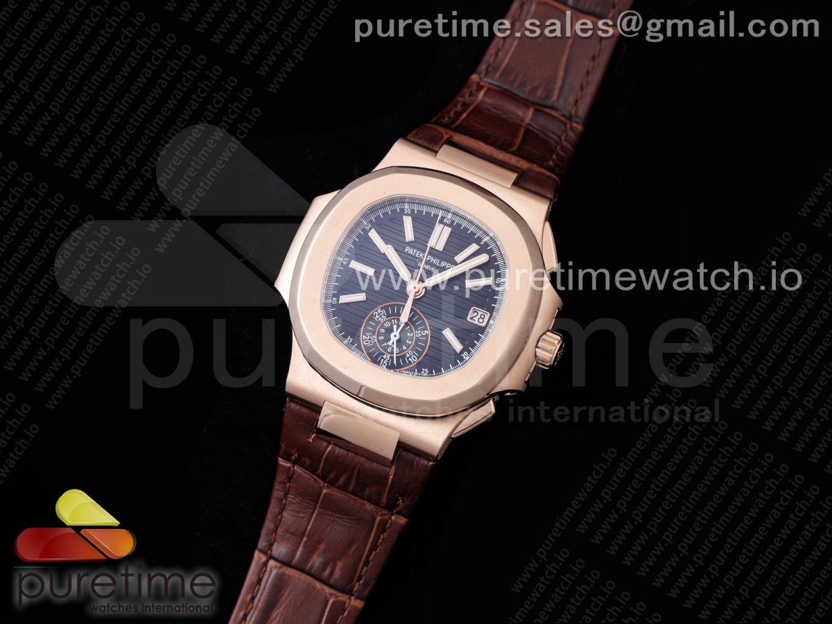 3K공장 노틸러스 로골 블랙다이얼 가죽스트랩 Nautilus 5980 RG 3KF Best Edition Black Dial on Brown Leather Strap A7750