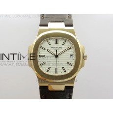 PP공장 V4 노틸러스 로골 화이트다이얼 가죽스트랩 Nautilus 5711/1R PPF V4 1:1 Best Edition White Textured Dial on Brown Leater Strap 324CS PPF공장