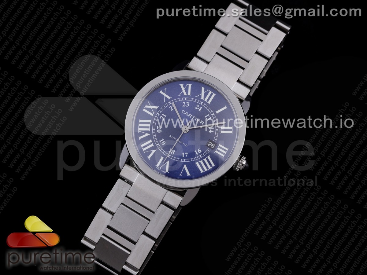 OX공장 롱드솔로 42 블루다이얼 Ronde Solo de Cartier 42mm SS OXF 1:1 Best Edition Blue Dial on SS Bracelet MIYOTA 9015