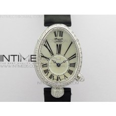 ZF공장 브레게 네이플 33MM 자개다이얼 패블릭스트랩 Reine de Naples 8928BB 33mm SS ZF 1:1 Best Edition White MOP Dial Roman Markers Diamonds Bezel on Black Fabric Strap A537