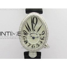 ZF공장 브레게 네이플 33MM 자개다이얼 패블릭스트랩 Reine de Naples 8928BB 33mm SS ZF 1:1 Best Edition White MOP Dial Numeral Markers Diamonds Bezel on Black Fabric Strap A537