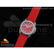 PP공장 아쿠아넛 레드다이얼 러버 35.6MM Aquanaut 5067A SS PPF 1:1 Best Edition Red Textured Dial on Red Rubber Strap AE23 PPF공장