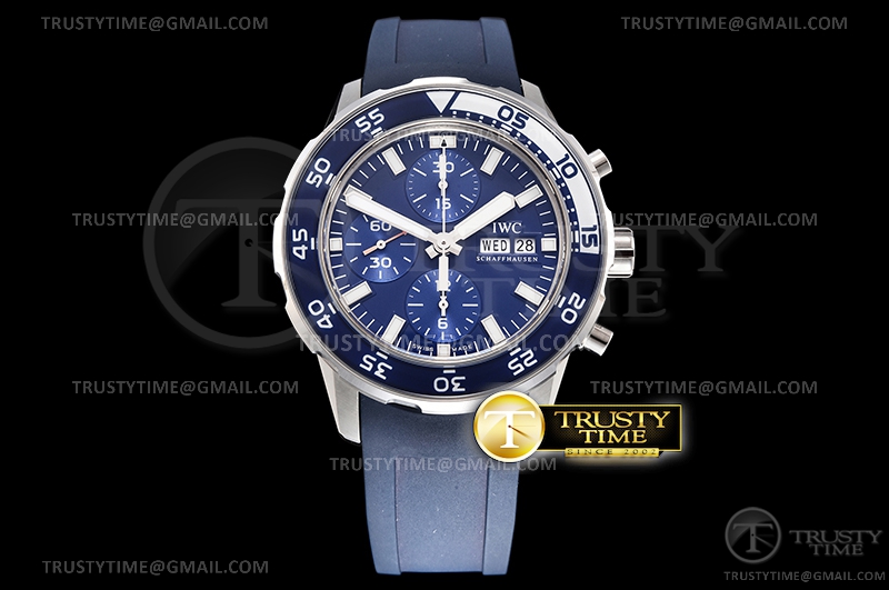 BLS공장 아쿠아타이머 크로노 블루다이얼 러버 Aquatimer Chronograph IW376711 SS/RU Blue BLS A7750