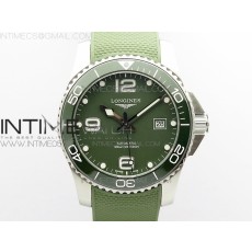 ZF공장 론진 그린다이얼 러버 Conquest L3.840.4.56.6 Real Ceramic Bezel SS ZF 1:1 Best Edition Green dial On Green Rubber Strap A2824