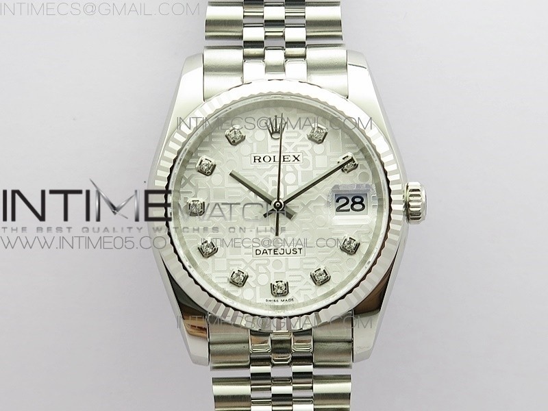 DJ공장 롤렉스 데이저스트 36 실버컴퓨터다이얼 2824 Datejust 36mm 116234 904L SS DJF 1:1 Best Edition Diamond Silver Jubilee Dial On SS Jubilee Bracelet A2824