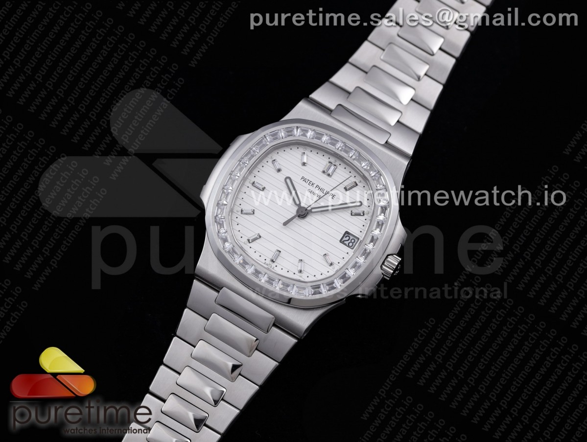 PP공장 V4 노틸러스 화이트다이얼 Nautilus 5711 PPF 1:1 Best Edition White Dial Diamonds Bezel on SS Bracelet 324CS PPF공장