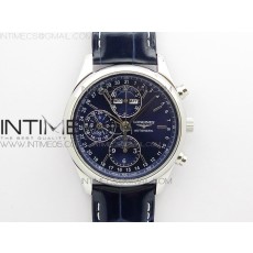 GL공장 마스터 문페이즈 크로노 블루다이얼 가죽스트랩 Master Moonphase Chronograph SS GLF 1:1 Best Edition Blue Dial on Blue Leather Strap A7751