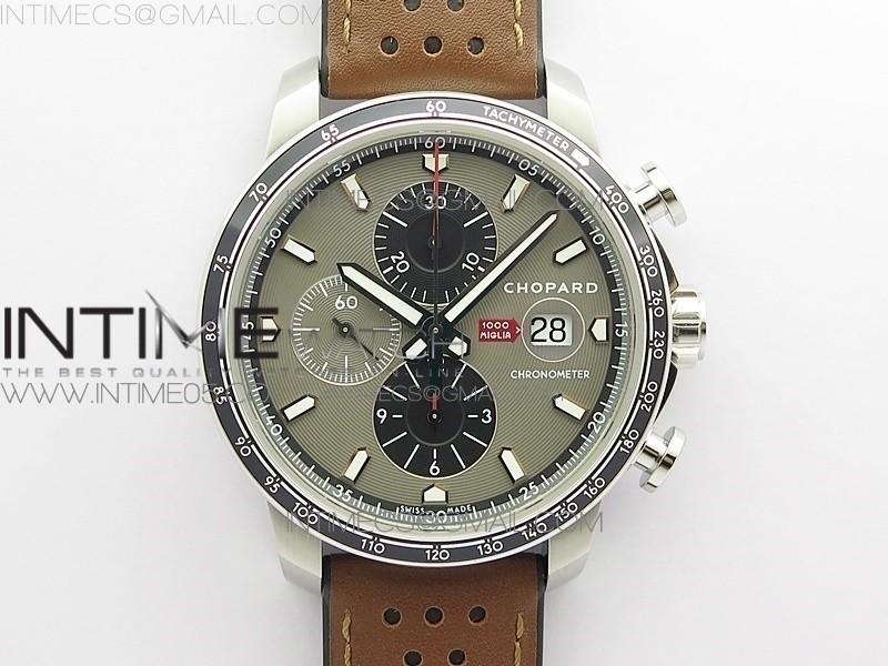 V7공장 밀레미글리아 그레이다이얼 거미스트렙 Mille Miglia 168571 SS V7F 1:1 Best Edition Gray Dial On Brown Gummy Strap A7750 to Cal.107179