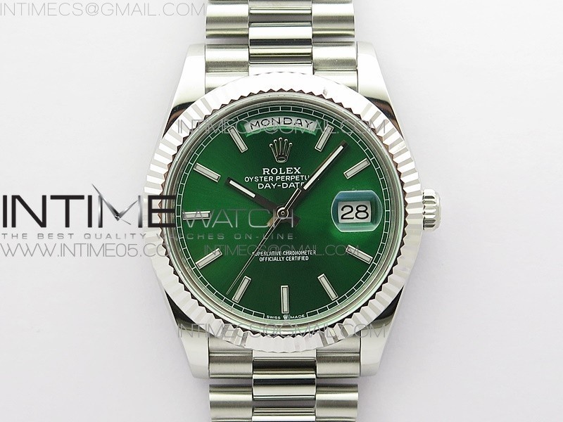 BP공장 롤렉스 데이데이트 40미리 그린다이얼 2836 Day-Date 40mm 228239 BP New Dial Version 904 SS Green Stick Markers Dial on SS President Bracelet A2836