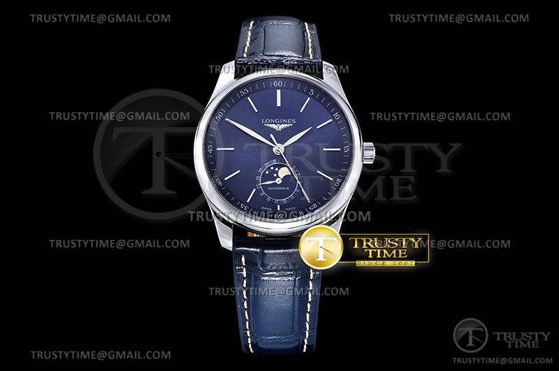 GS공장 마스터 문페이즈 블루다이얼 가죽스트랩 Longines Master Moonphase SS/LE Blue/Stk GSF A899