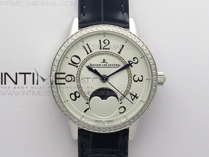 ZF공장 랑데뷰 화이트텍스쳐다이얼 가죽스트랩 Rendez-Vous Night & Day SS ZF 1:1 Best Edition White Textured Dial Diamonds Bezel on Blue Leather Strap A898